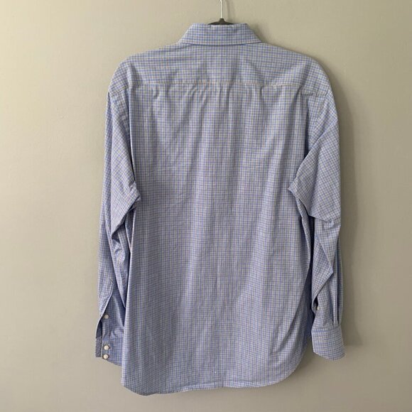 Thomas Dean blue‎ plaid long sleeve collared button down shirt - Picture 4 of 8